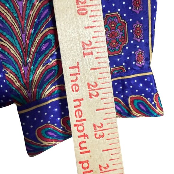 Pykettes Polka Dot Floral Print Button Front Shirt Top Womens 21 Blue Colorful - Picture 3 of 6